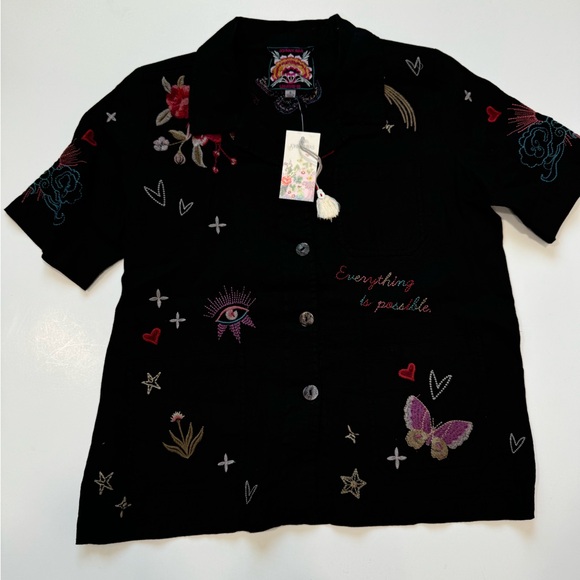 Johnny Was Tops - JOHNNY WAS MONROE SHORT SLEEVE LINEN JACKET SMALL